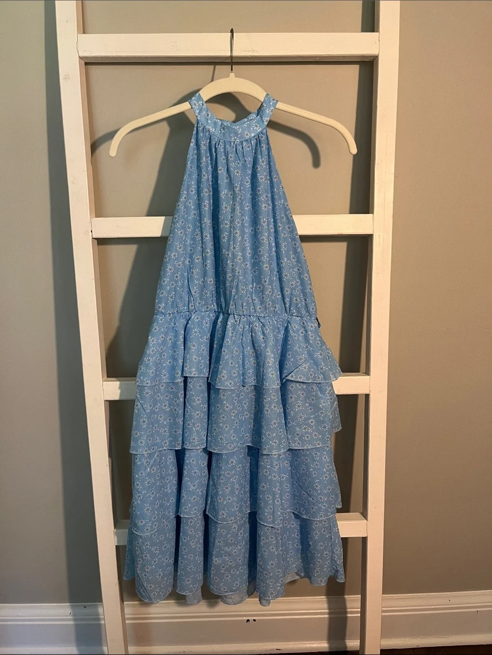 Girls' Blue Tiered Halter Dress - Brand Unknown